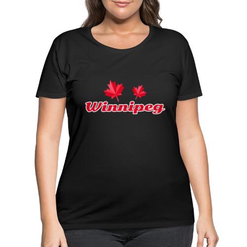 Winnipeg with two red maple leaves - Women's Curvy T-Shirt