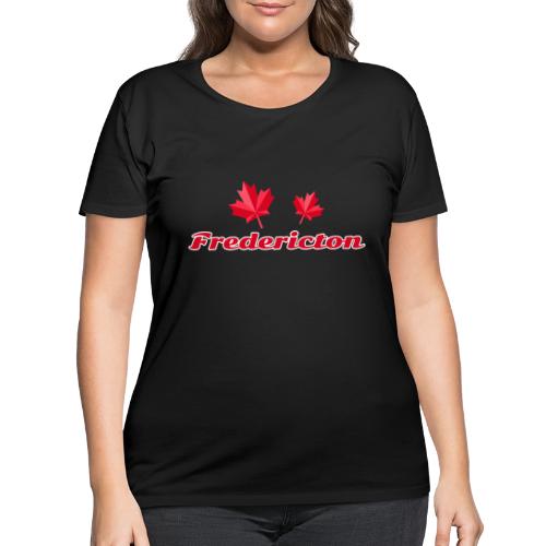 Fredericton with two red maple leaves - Women's Curvy T-Shirt