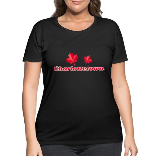 Charlottetown with two red maple leaves - Women's Curvy T-Shirt