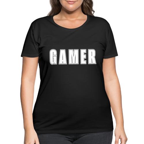 Gamer Collegiate White Text Design - Women's Curvy T-Shirt