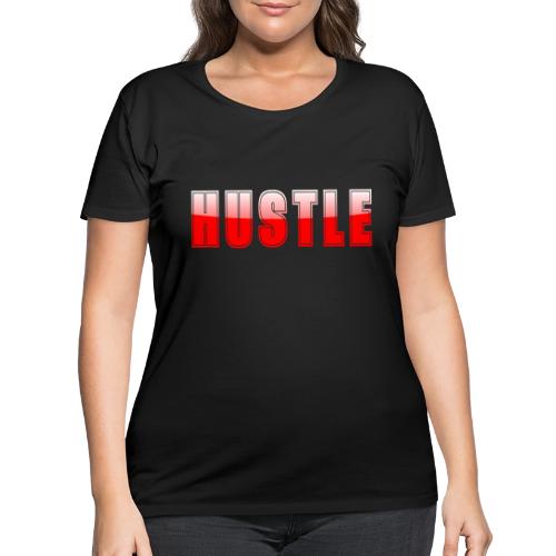HUSTLE Bold Red Motivational Typography Design - Women's Curvy T-Shirt