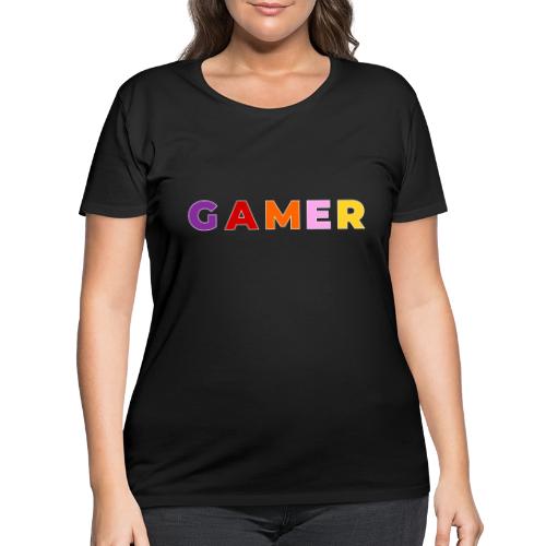 Multicolor GAMER Typography Design - Women's Curvy T-Shirt