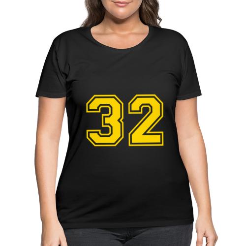 Number 32 in a classic athletic collegiate font - Women's Curvy T-Shirt