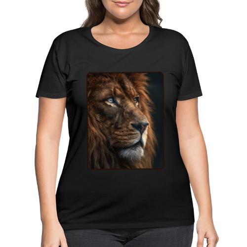 Lion Portrait Majestic Wildlife Design - Women's Curvy T-Shirt