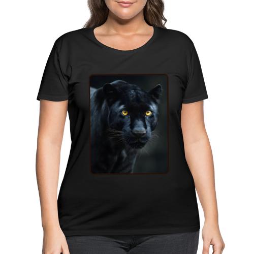 Black Panther Glowing Eyes Design - Women's Curvy T-Shirt