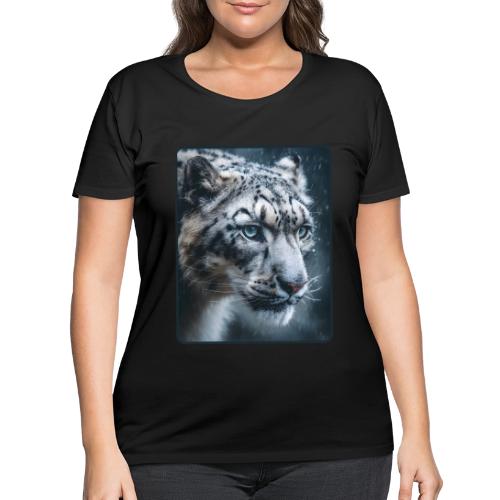 Snow Leopard Blue Eyes Design - Women's Curvy T-Shirt