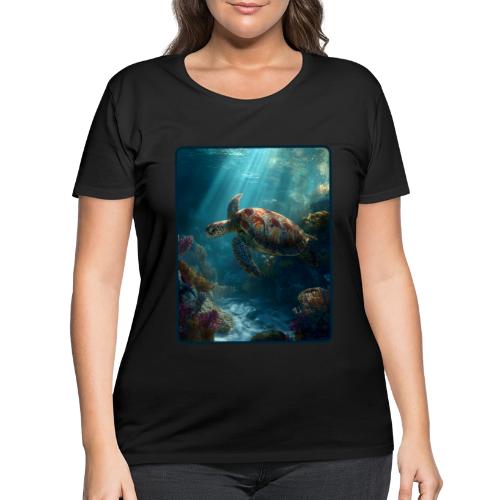 Sea Turtle Coral Reef Design - Women's Curvy T-Shirt