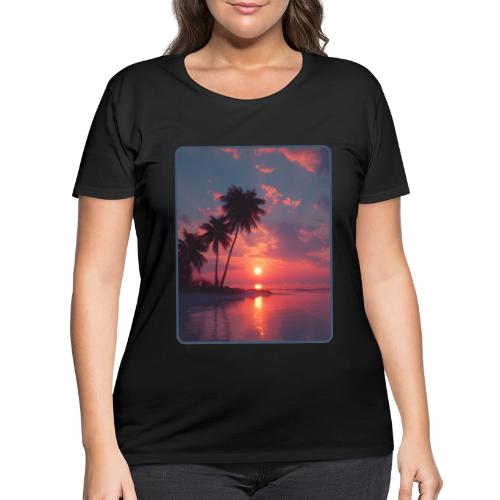 Tropical Sunset Ocean Reflection Design - Women's Curvy T-Shirt