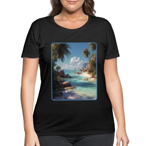 Tropical Island Paradise Ocean Design - Women's Curvy T-Shirt
