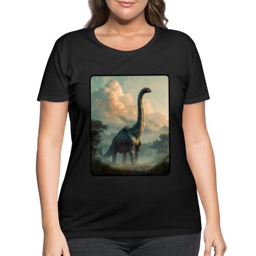 Brachiosaurus Prehistoric Scene Design - Women's Curvy T-Shirt