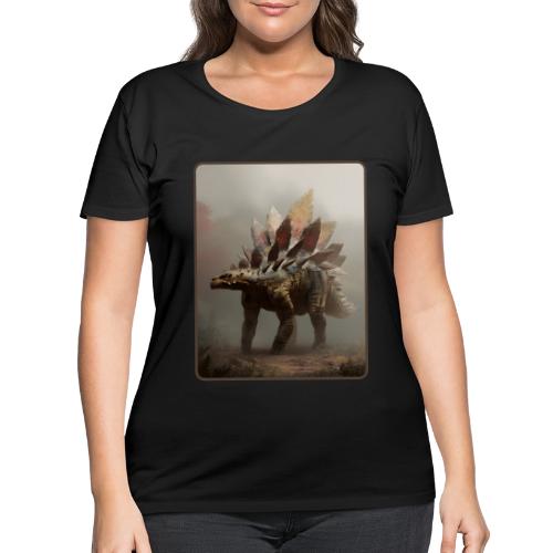 Stegosaurus Misty Forest Design - Women's Curvy T-Shirt