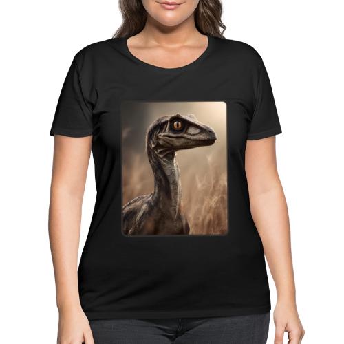 Velociraptor Feathered Portrait Design - Women's Curvy T-Shirt