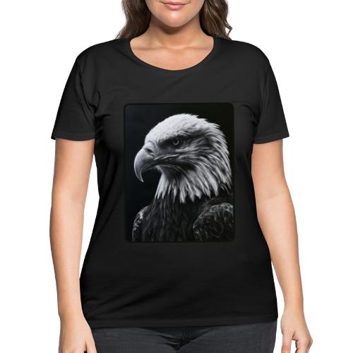 Black White Bald Eagle Design - Women's Curvy T-Shirt