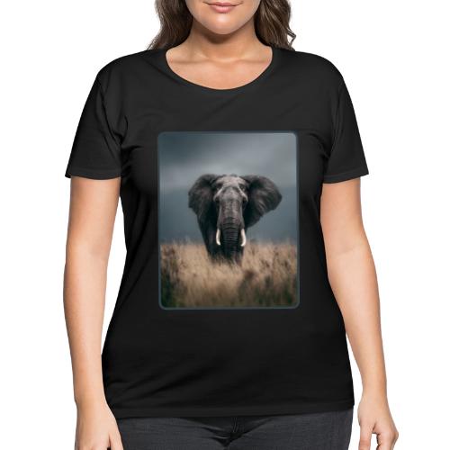 Majestic African Elephant Portrait Design - Women's Curvy T-Shirt