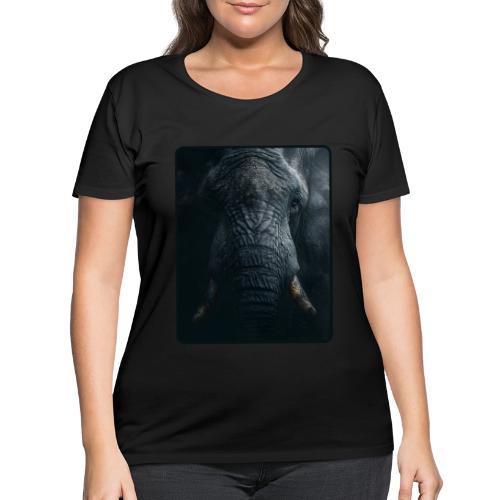 Shadow Elephant Intense Eyes Design - Women's Curvy T-Shirt