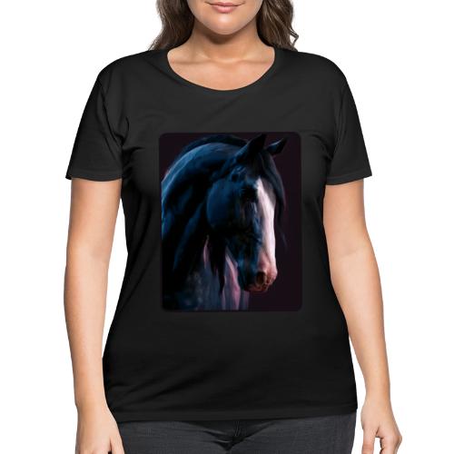 Noble Horse Cinematic Portrait Design - Women's Curvy T-Shirt