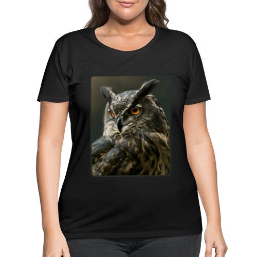 Eurasian Eagle Owl Portrait Design - Women's Curvy T-Shirt