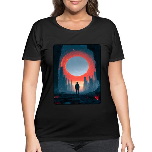 Cosmic Portal Future City Design - Women's Curvy T-Shirt
