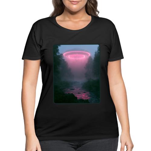 Neon UFO Forest River Design - Women's Curvy T-Shirt
