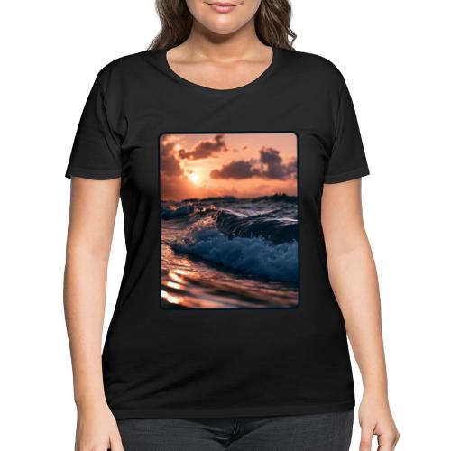 Golden Sunset Ocean Wave - Women's Curvy T-Shirt