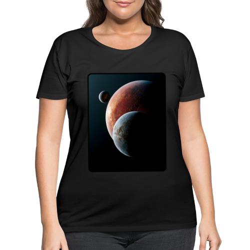 Three Planets Deep Space Design - Women's Curvy T-Shirt