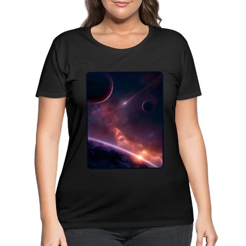 Cosmic Sunset Nebula Space Art - Women's Curvy T-Shirt