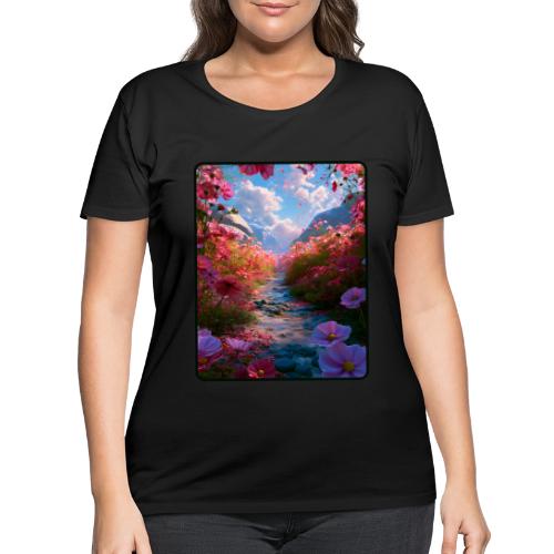 Dreamy Cosmos Valley Landscape Art - Women's Curvy T-Shirt