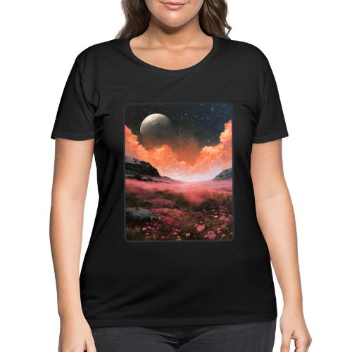 Moonlit Fantasy Flower Landscape - Women's Curvy T-Shirt
