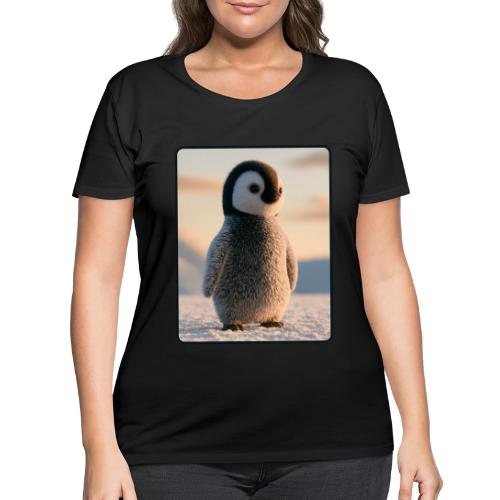Cute Penguin Chick Sunrise Design - Women's Curvy T-Shirt