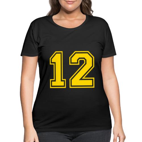 Number 12 in a classic athletic collegiate font - Women's Curvy T-Shirt