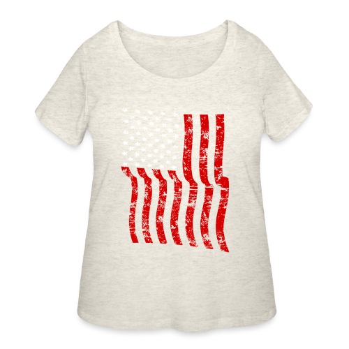 Vintage Waving USA Flag Patriotic T-Shirts Design - Women's Curvy T-Shirt