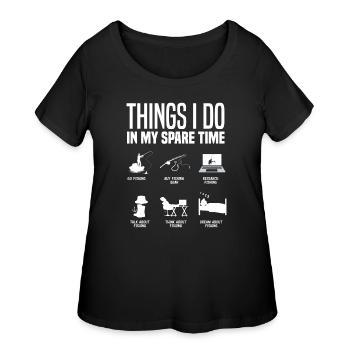 Funny Fisherman Fishing Gift - Women's Curvy T-Shirt - black - Front - Giselle (180cm)