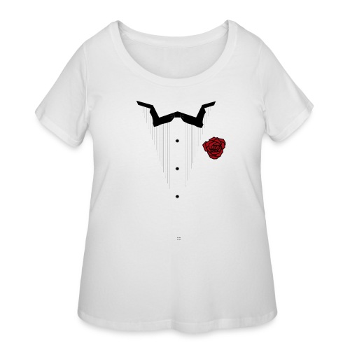 Tuxedo w/White Lapel - Women's Curvy T-Shirt