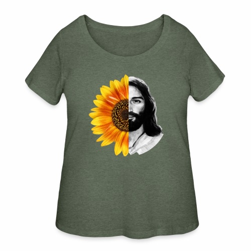 Jesus Christ Sunflower Christian God Faith Flower - Women's Curvy T-Shirt