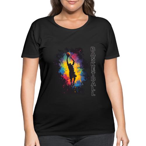 High Energy Basketball Paint Splatter Art - Women's Curvy T-Shirt