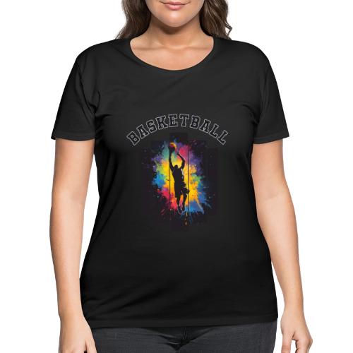Basketball Slam Dunk Splash Design - Women's Curvy T-Shirt