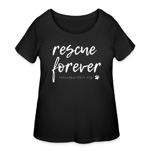 Rescue Forever Cursive Large White - Women's Curvy T-Shirt