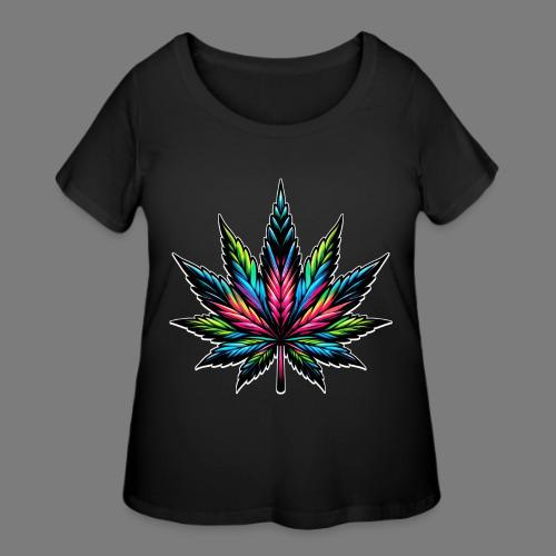 Cannabis Neon: A Psychedelic Design - Women's Curvy T-Shirt