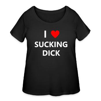 Blow Job Sucking Dick Cock Penis BBC Big Black - Women's Curvy T-Shirt - black - Front - Giselle (180cm)