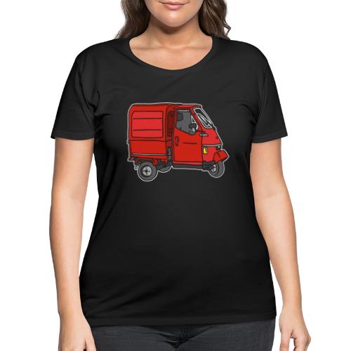 Red tricycle transporter, old three-wheeled van - Women's Curvy T-Shirt