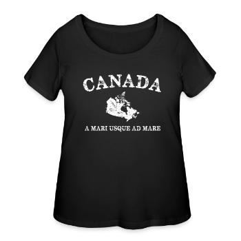 Vintage Canada Map - Women's Curvy T-Shirt - black - Front - Giselle (180cm)
