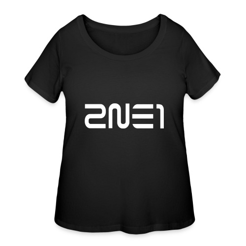 2NE1 Logo in White Women's V-Neck - Women's Curvy T-Shirt