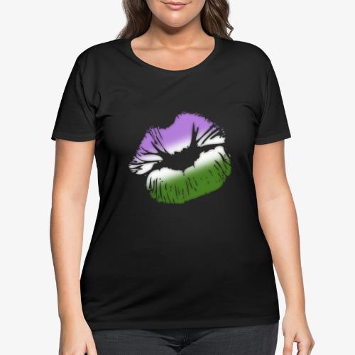 Genderqueer Pride Big Kissing Lips - Women's Curvy T-Shirt