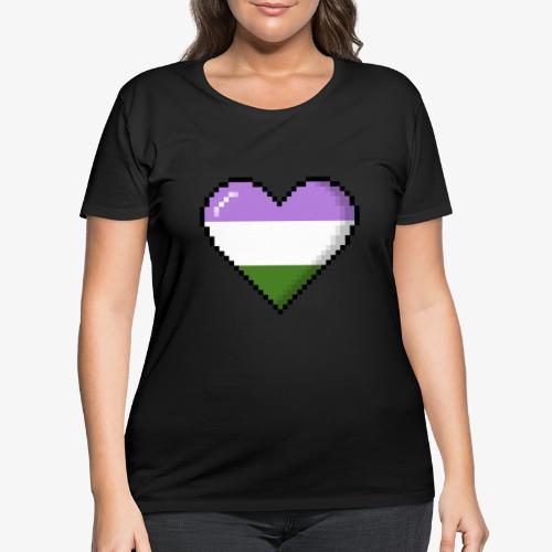 Genderqueer Pride 8Bit Pixel Heart - Women's Curvy T-Shirt