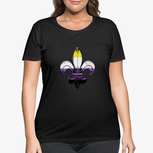 Nonbinary Pride Flag Fleur de Lis TShirt - Women's Curvy T-Shirt
