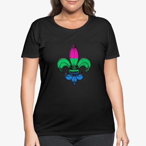 Polysexual Pride Flag Fleur de Lis TShirt - Women's Curvy T-Shirt