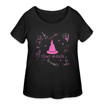 That witch - Women's Curvy T-Shirt - black - Front - Giselle (180cm)