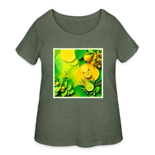 Abstract Lemon Lime Nature Art - Women's Curvy T-Shirt