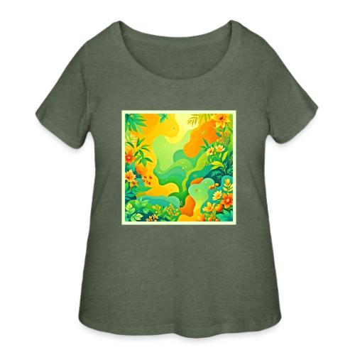 Tropical Foliage Abstract - Women's Curvy T-Shirt
