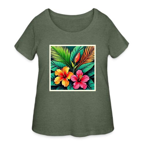 Tropical Hibiscus Bloom Art - Women's Curvy T-Shirt